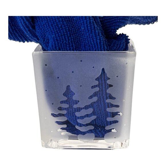 Partylite 2 Frosted Glass Christmas Tree Votive Candle Holders Square 2.5 inches - Picture 3 of 8